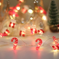 聖誕燈飾 圣誕裝飾禮物扣件鈴鐺圣誕樹麋鹿楓葉拐杖兒童小彩燈銅線電池燈