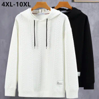 Plus Size Hoodie Off White Pullovers High Quality 160KG Tops 10XL 9XL 8XL 7XL Jacquard Long Sleeve Hat Oversize Black Sweatshirt