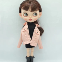 1pcs Blythe Clothes Fashion Pink Denim Clothing and Denim Jacket for Blythe Azone 1/6 Doll Accessories