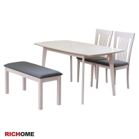 餐桌椅  長凳 RICHOME TA405OAK+CH1247OAK+CH1020OAK 雅莎莉餐桌椅組(一桌兩椅一長凳)