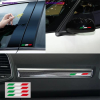 4pcs Reflective Italian Flag Color Vinyl Car Rearview Mirror Auto Body Sticker For Fiat 500 Abarth Alfa Romeo Giulietta 159 Mito