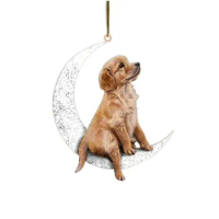 Car Interior Rearview Pet Dog Flat Pendant Pendant Gift Christmas Hanging Baskets with Lights And Wreath