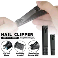 Gunting Kuku Stainless Steel Hitam Doff Nail Clipper Medicure Pedicure Ukuran Besar dan Kecil