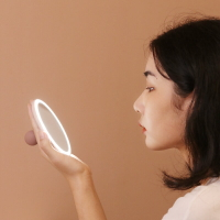 MUID手持鏡 便攜鏡子女充電隨身led補光鏡 帶燈 補妝化妝鏡 小號折疊 全館免運