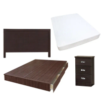 【顛覆設計】房間四件組 床頭片+抽屜床+獨立筒+床頭櫃(雙人5尺)