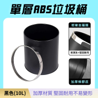 【MASTER】無蓋垃圾桶 10L垃圾桶 黑色 塑膠桶 商用垃圾桶 浴室垃圾桶 日式垃圾桶 5-TCBPC(單層ABS垃圾桶)