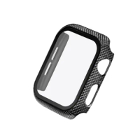Carbon Fiber case For Apple Watch 49mm 45mm/41mm 44mm 40mm Screen Protector Glass Protector Cover Iwatch Series 3 SE 6 7 8 ultra