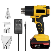 Electric Heat Gun Rechargeable Cordless for Makita18V Battery 300-550℃ Temperature Adjustable Handheld Hot Air Gun with Nozzles