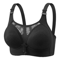 BH108 Bra Push Up Busa Tipis Tanpa Kawat Ukuran Besar Anti Kendur Anti Paparan 2026 46/105 HITAM