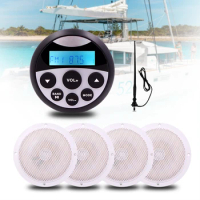 Bluetooth Radio Stereo Audio FM AM MP3 Player + 4" Waterproof Marine Speaker + Antenna