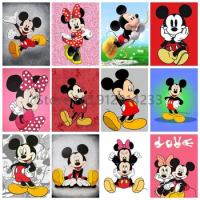Disney 5D DIY Diamond Painting Cartoon Mickey Mouse Minnie Mouse Full Drill Diamond Embroidery Cross Stitch Kit Home Decor Gift