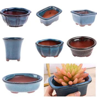 DIY Chinese Style Bonsai Pots Breathable Stoneware Bonsai Pots With Holes Chinese Style Bonsai Training Flowerpot Ceramic Crafts