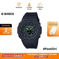Jam Tangan Pria Casio G-Shock GA-2100-1A3ER CasiOak Neon Accent Series Men Digital Analog Dial Black