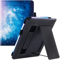 for Kindle Paperwhite Signature Edition eReader Case 2021- Faux PU Leather Cvoer with Foldble Stand/Hand Strap/Auto Sleep/Wake