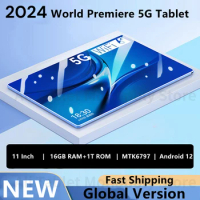 2024 NEW 11Inch Android Tablet Android 12 16GB RAM +1TB ROM Deca Core 8+13MP WPS+5G WiFi Bluetooth Dual SIM Phone Call Tablet Pc