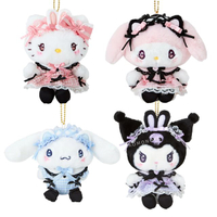 小禮堂 【限購】Sanrio 三麗鷗 絨毛玩偶吊飾 (緞帶風格) Kitty 美樂蒂 大耳狗 酷洛米