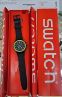 JAM TANGAN PRIA CHRONOGRAPH SWATCH ORIGINAL RESIN BLACK YELLOW SIFNOS CHRONOGRAPH SWATCH SUSB404 SWA