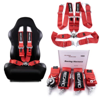 RECARO 4 Point 3 Inch High Quality Racing Seat Belt Adjustable Sport Drift Snap-On Harness Quick Release Shoulder Strap Seatbelt
