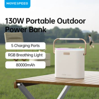 MOVESPEED S80 80000mAh Power Bank 130W Fast Charging Powerbank Portable Camping Power Station for Phones Laptops Drone Camera
