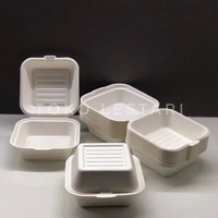 Bagasse Box Lunch Box Burger Kotak Tart Mini 450 ml/ 6 inch Takeaway Box Food Container Putih