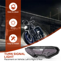 Motorcycle Integrated Led Tail Light Turn Signal Clear For Yamaha Mt-09 Fz-09 Mt-09 Tracer/ Tracer 900 Tracer 700 Mt-10/Fz-10