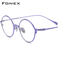 FONEX Pure Titanium Eyeglasses Frame Women 2023 New Retro Round Glasses Vintage Eyewear F85752
