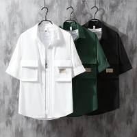 白襯衫男短袖夏季港風日系工裝襯衣ins潮流外套設計感小眾高級感