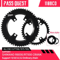 PASS QUEST 110bcd Chainring for Shimano 105 R7000 R8000 Double Chainring Road Bike 46/33T 48/35T 50/34T 52/36T 53/39T 54/40T