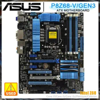 Used Motherboard ASUS P8Z68-V/GEN3 Intel 82579 Gigabit LAN CPU Supports Core i7 i5 i3OC Intel Z68 Chipset LGA 1155