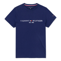 【Tommy Hilfiger】TOMMY 經典刺繡1985文字Logo圖案短袖T恤-深藍色(平輸品)