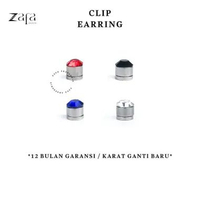 Zafa Anting Permata Pria Wanita Stainless Steel Anti Karat Magnet Tanpa Tindik - Clip Earring Black
