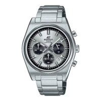【CASIO 卡西歐】條型時標指針錶 銀面 40mm(EFB-730D-7AV)