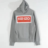 Hoodie KENZO PARIS SQUARE POCKET BACK RED GREY HOODIE 100% ORIGINAL Size S