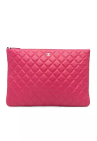 Chanel 二手 Chanel 大號絎縫小羊皮 O Case 手拿包