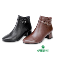 GREEN PINE寒流必穿超顯瘦不對稱羊皮粗跟女短靴共2色(00180363)