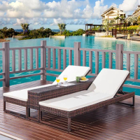 garden Villa swimming pool reclining bed folding rattan beach chair Outdoor reclining rattan chair Lounge chair Balcony lounge