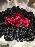 BUNGA BUKET 15 TANGKAI (BOUQUET) MAWAR SATIN HANDMADE Glitter Hitam