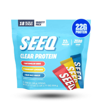 SEEQ Clear Protein Powder Sample Pack - 18 On-The-Go Sticks - 22g Clear Whey Protein Isolate - Zero