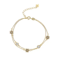 double layer gold bracelet designs women fashion 925 sterling silver gold charm bracelet