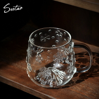 戲陶日式耐熱玻璃茶杯帶把泡茶杯創意雪山杯家用水杯飲料杯早餐杯