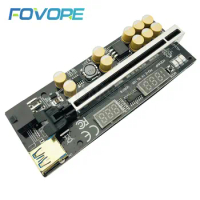 6Pc PCIE Riser for Video Card USB3.0 016 Riser PCI Express X16 Extender GPU Riser Card 6Pin Power Voltage Temperature Monitoring