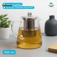 Liviehome X One Two Cups Teko Teh Kaca Saringan Tahan Panas Api Infuser Teapot - TP-760 Alat Takar t