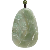 【漢石齋】天然翡翠A貨 梅竹雙清玉珮吊墜 飄花種(48*71*6mm)