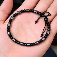 Gelang  batu Hitam Tali Serut Pria Wanita–Gelang Batu Bracelets Cincin Set ring spacer Titanium