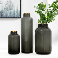 輕奢描金北歐T型簡約大型玻璃花瓶客廳花器家居裝飾插花花瓶擺設