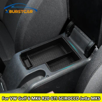 Central Armrest Storage Box for VW Golf 6 MK6 R20 GTI SCIROCCO Jetta MK5 Central Armrest Storage Box Container Holder Tray