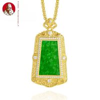 Alam produk Myanmar yang hijau bunga biru tidak peduli merek jadeite S925 perak bertatahkan es batu