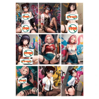 9Pcs/set NARUTO Kawaii Tenten Haruno Sakura Hinata ACG Sexy Nude Toys Hobby DIY Collection Game Series Animation Cards