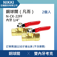 【日機】銅球閥（凡而） N-CK-22FF 雙內牙考克 2個入