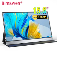Bimawen 15.6Inch 1080P Portable Monitor Travel Second Touch Screen 100% USB C External Monitor for Laptop PC Phone Consoles